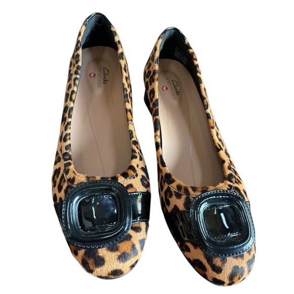 Clark's Pony Hair Leopard Print Blush Cove Ballet Flats Patent Leather Shoes 9 M - Picture 5 of 11